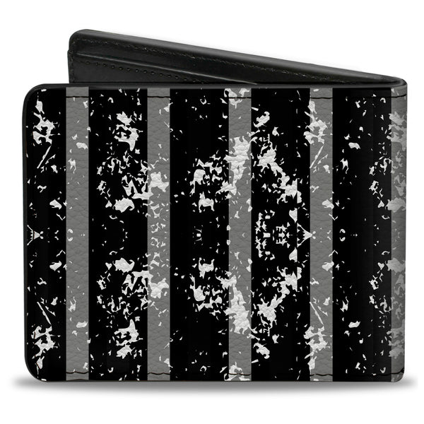 Buckle-Down Bi-Fold Wallet - Vertical Stripes White Black Gray
