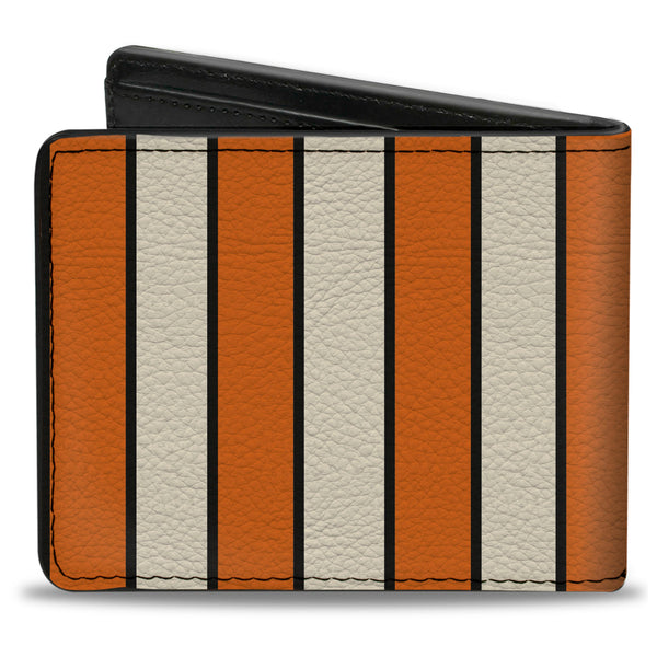 Buckle-Down Bi-Fold Wallet - Vertical Stripes2 Black Orange Black White