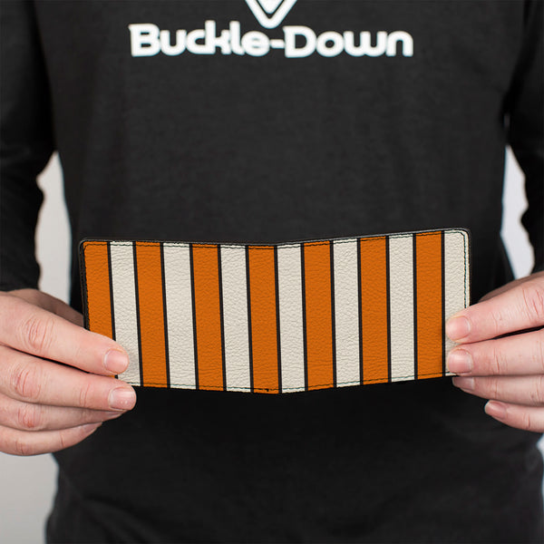 Buckle-Down Bi-Fold Wallet - Vertical Stripes2 Black Orange Black White