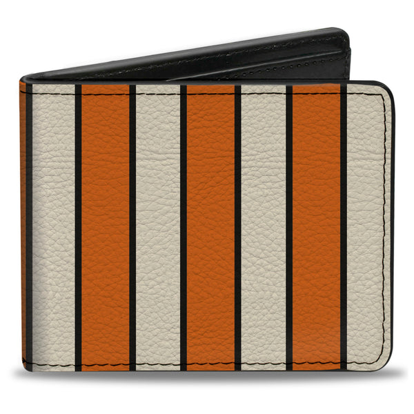 Buckle-Down Bi-Fold Wallet - Vertical Stripes2 Black Orange Black White