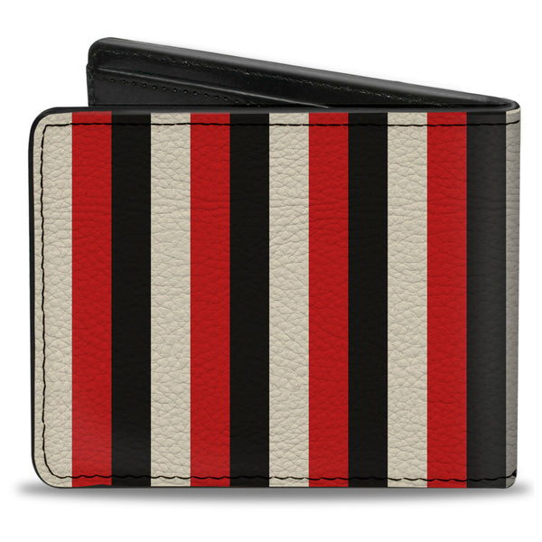 Buckle-Down Bi-Fold Wallet - Vertical Stripes3 Black Bright Red White