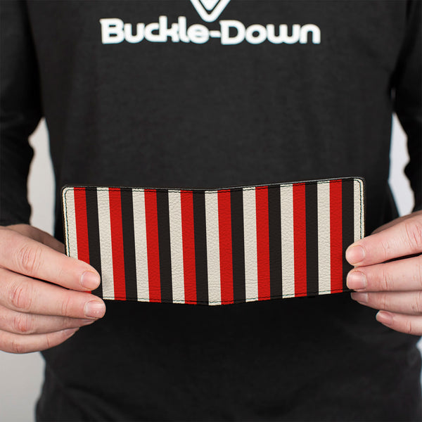 Buckle-Down Bi-Fold Wallet - Vertical Stripes3 Black Bright Red White
