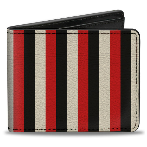 Buckle-Down Bi-Fold Wallet - Vertical Stripes3 Black Bright Red White