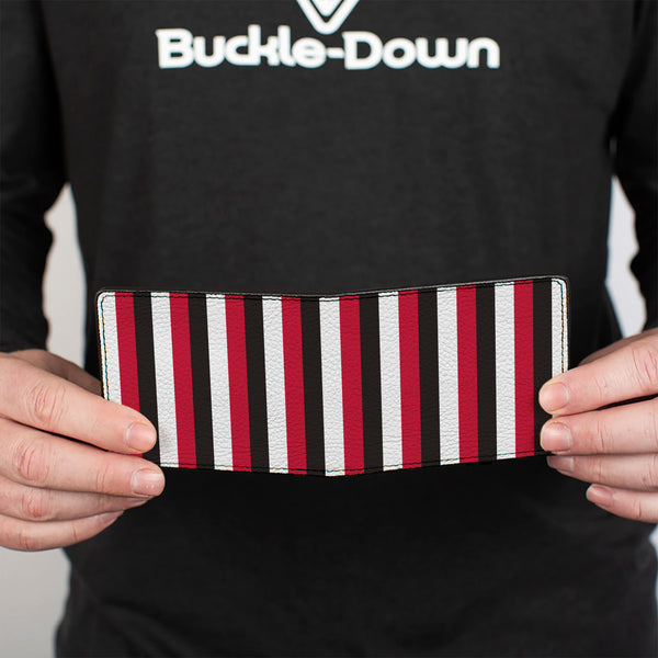 Buckle-Down Bi-Fold Wallet - Vertical Stripes3 Black Red White