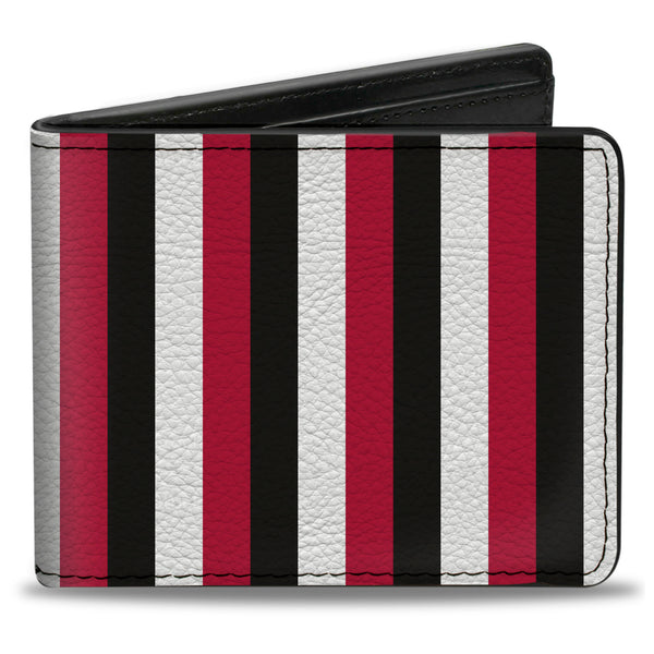 Buckle-Down Bi-Fold Wallet - Vertical Stripes3 Black Red White