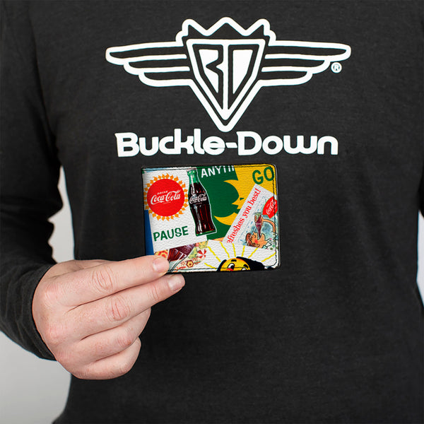 Buckle-Down Bi-Fold Wallet - Vintage Coca-Cola COME BACK REFRESHED Ads And Icons Collage