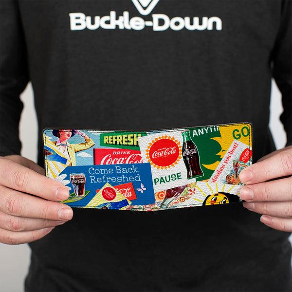 Buckle-Down Bi-Fold Wallet - Vintage Coca-Cola COME BACK REFRESHED Ads And Icons Collage