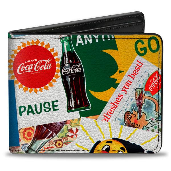 Buckle-Down Bi-Fold Wallet - Vintage Coca-Cola COME BACK REFRESHED Ads and Icons Collage