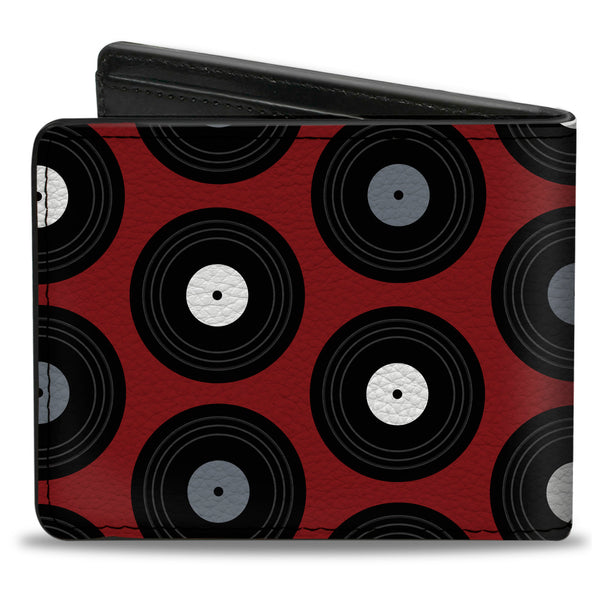 Buckle-Down Bi-Fold Wallet - Vinyl Records Red Black Gray White