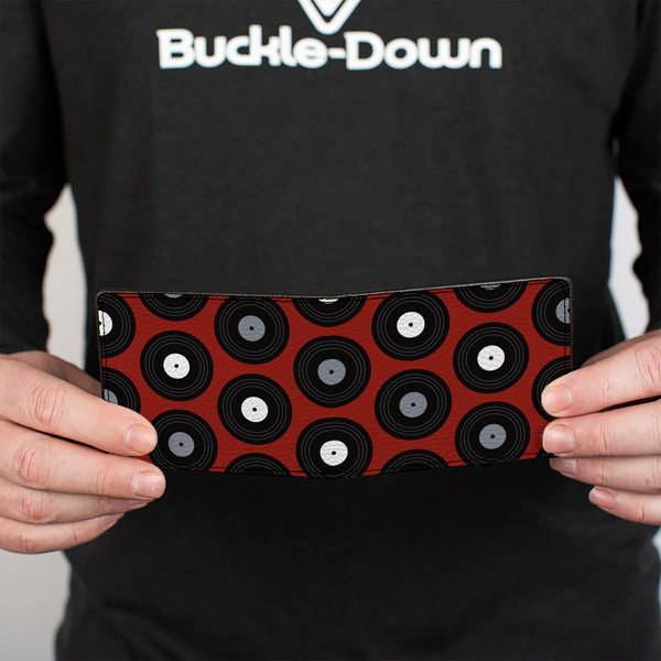 Buckle-Down Bi-Fold Wallet - Vinyl Records Red Black Gray White
