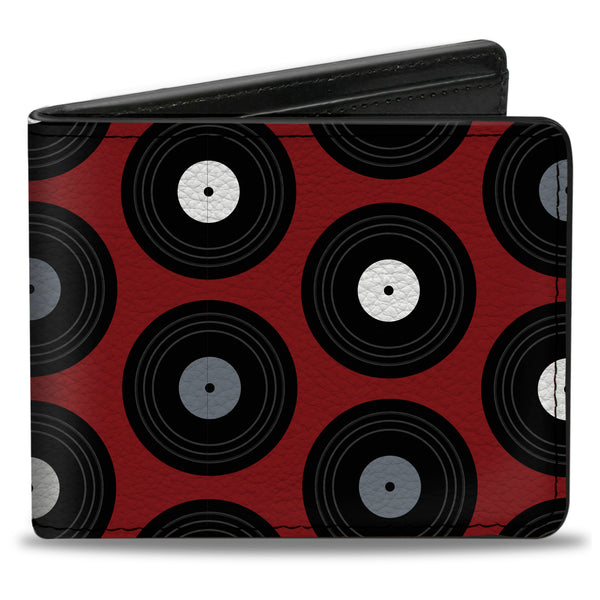 Buckle-Down Bi-Fold Wallet - Vinyl Records Red Black Gray White