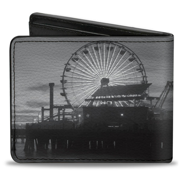 Buckle-Down Bi-Fold Wallet - Vivid SANTA MONICA Pier Skyline Grays White