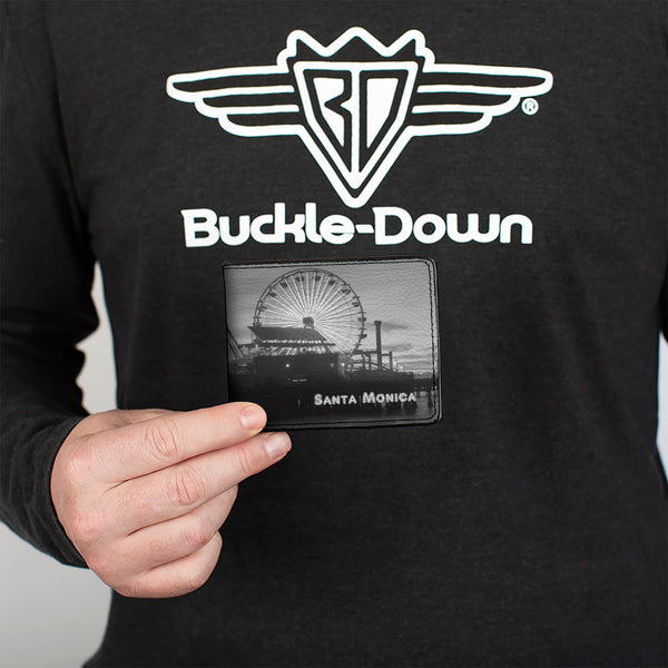 Buckle-Down Bi-Fold Wallet - Vivid SANTA MONICA Pier Skyline Grays White