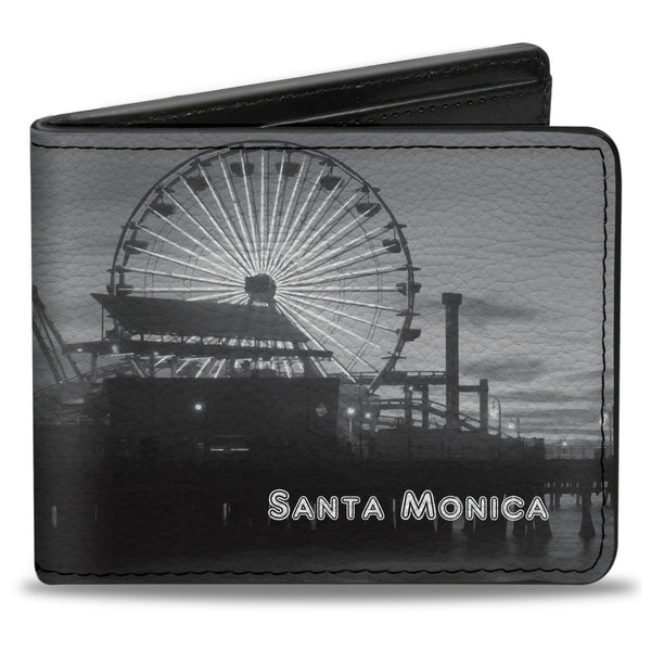 Buckle-Down Bi-Fold Wallet - Vivid SANTA MONICA Pier Skyline Grays White