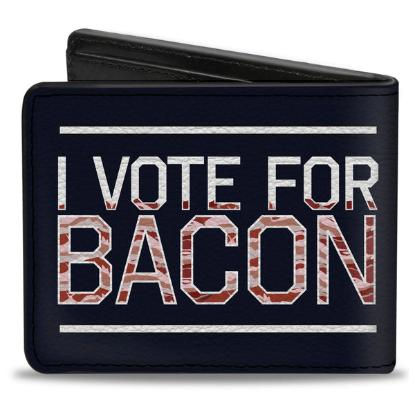 Buckle-Down Bi-Fold Wallet - VOTE FOR BACON Black White Bacon