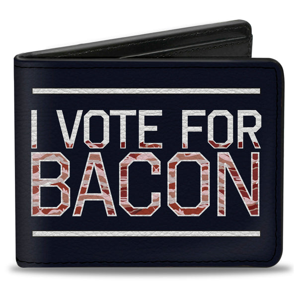 Buckle-Down Bi-Fold Wallet - VOTE FOR BACON Black White Bacon
