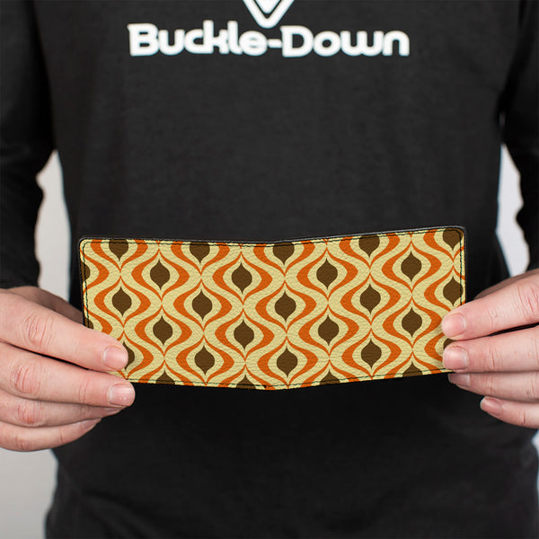 Buckle-Down Bi-Fold Wallet - Wallpaper1 Ogee Tan Orange Brown