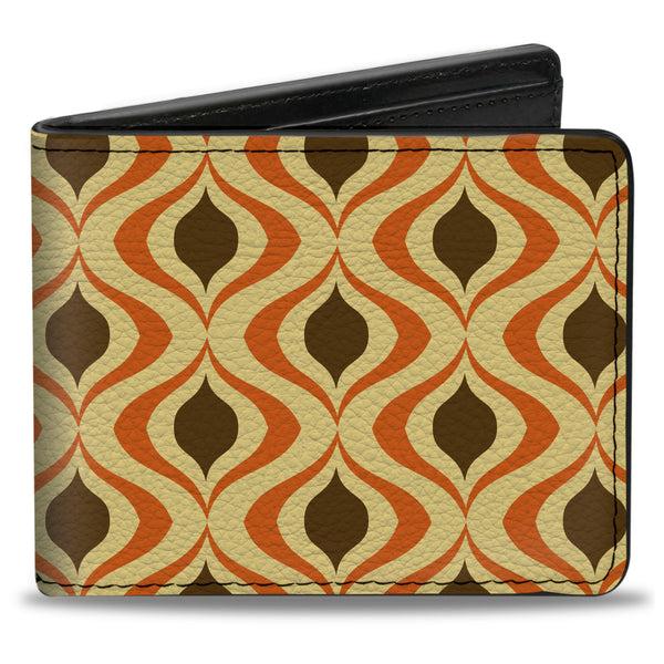 Buckle-Down Bi-Fold Wallet - Wallpaper1 Ogee Tan Orange Brown