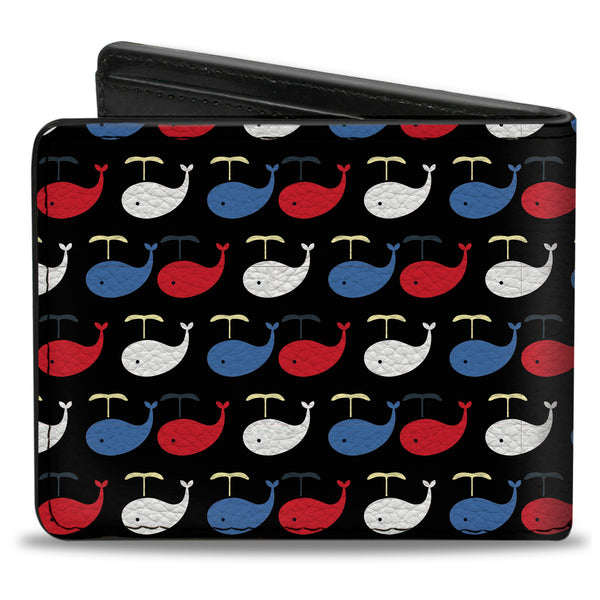 Buckle-Down Bi-Fold Wallet - Whales Navy Red White Blue