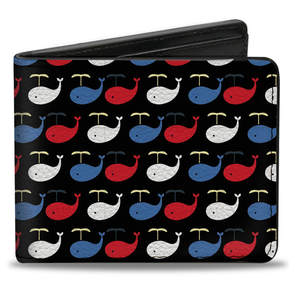 Buckle-Down Bi-Fold Wallet - Whales Navy Red White Blue