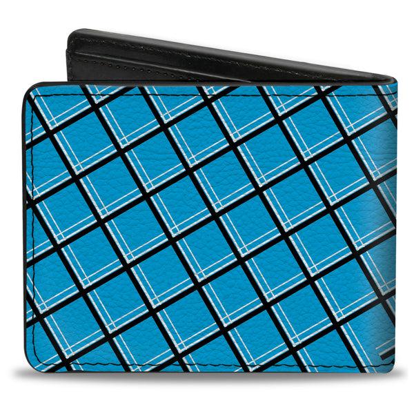 Buckle-Down Bi-Fold Wallet - Wire Grid Baby Blue Black White