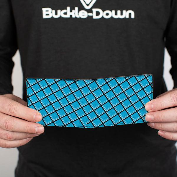 Buckle-Down Bi-Fold Wallet - Wire Grid Baby Blue Black White
