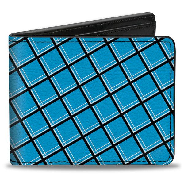 Buckle-Down Bi-Fold Wallet - Wire Grid Baby Blue Black White