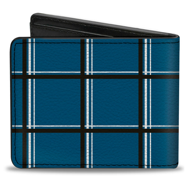 Buckle-Down Bi-Fold Wallet - Wire Grid Turquoise Gray White