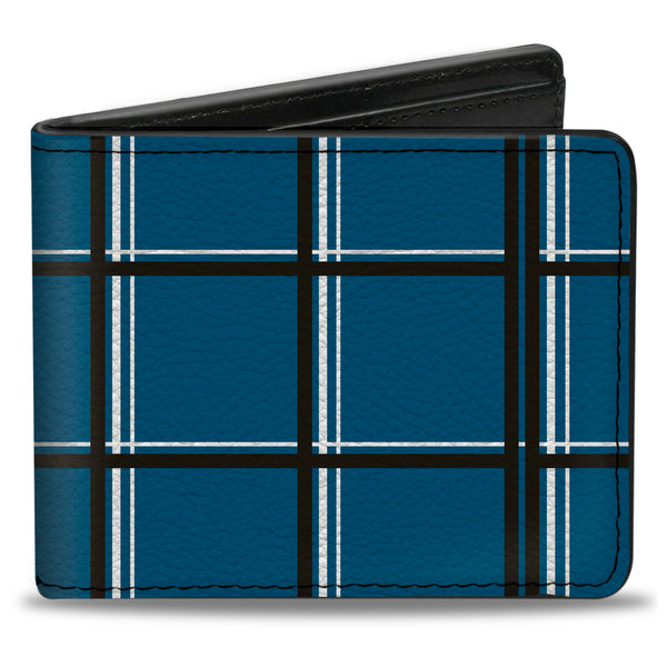 Buckle-Down Bi-Fold Wallet - Wire Grid Turquoise Gray White