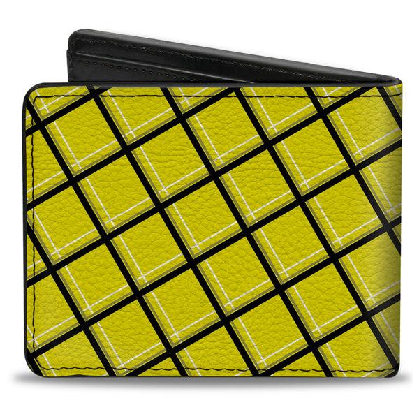 Buckle-Down Bi-Fold Wallet - Wire Grid Yellow Black Gray