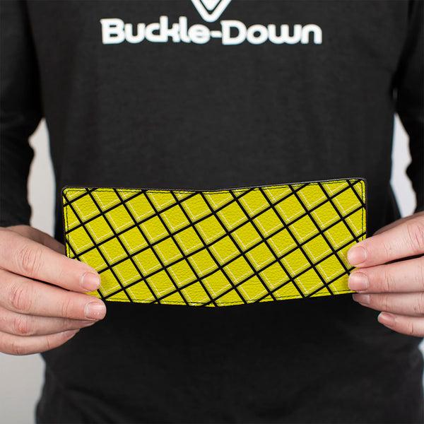 Buckle-Down Bi-Fold Wallet - Wire Grid Yellow Black Gray