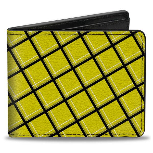 Buckle-Down Bi-Fold Wallet - Wire Grid Yellow Black Gray