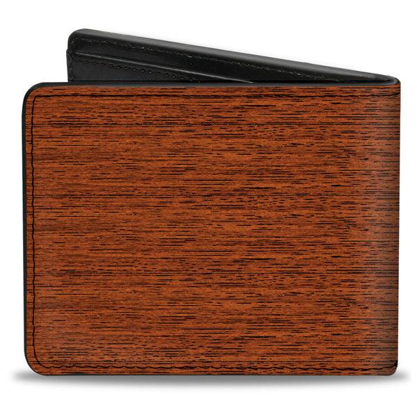 Buckle-Down Bi-Fold Wallet - Wood Grain2 Horizontal Reddish Brown