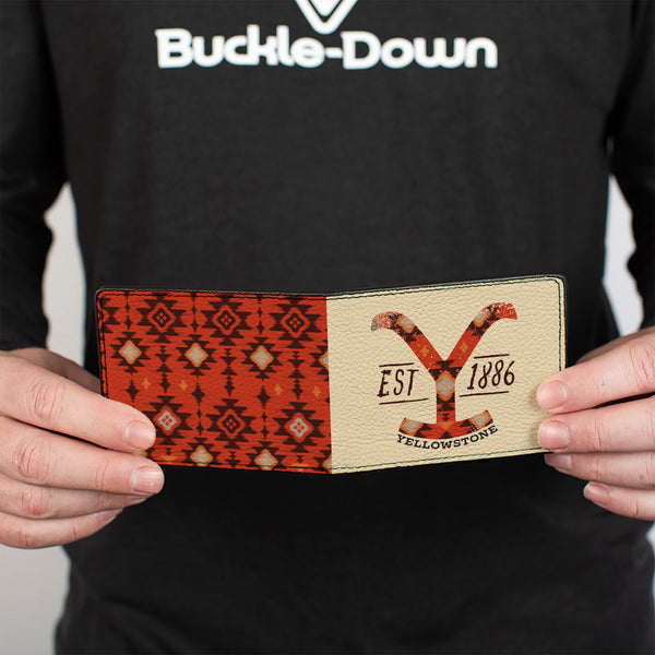 Buckle-Down Bi-Fold Wallet - Yellowstone Dutton Ranch EST 1886 And Native American Pattern Multi Color/Beige