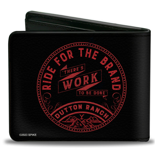 Buckle-Down Bi-Fold Wallet - Yellowstone RIDE FOR THE BRAND DUTTON RANCH Logo Black/Red