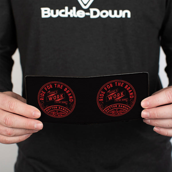 Buckle-Down Bi-Fold Wallet - Yellowstone RIDE FOR THE BRAND DUTTON RANCH Logo Black/Red
