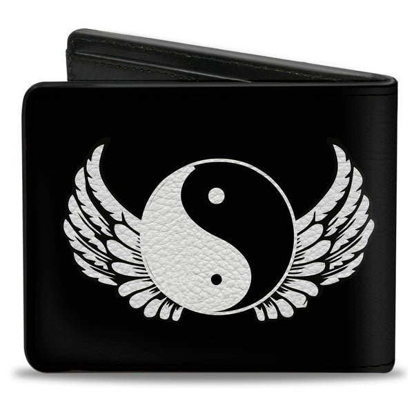 Buckle-Down Bi-Fold Wallet - Yin Yang W Wings Black White