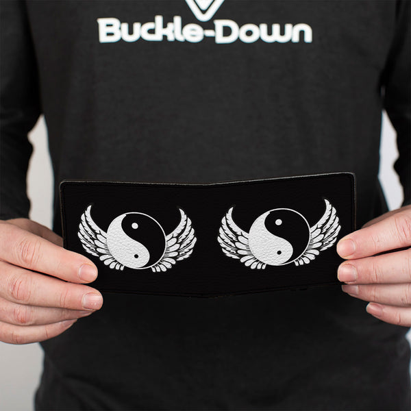 Buckle-Down Bi-Fold Wallet - Yin Yang W Wings Black White
