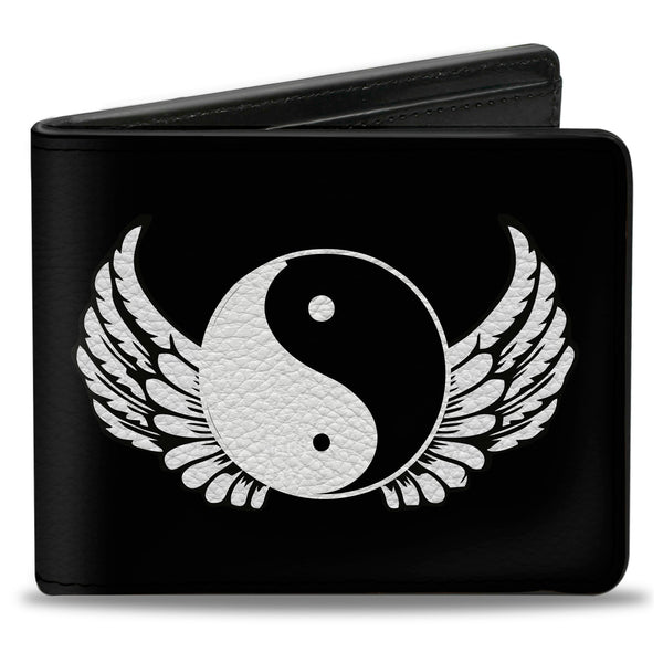 Buckle-Down Bi-Fold Wallet - Yin Yang w Wings Black White
