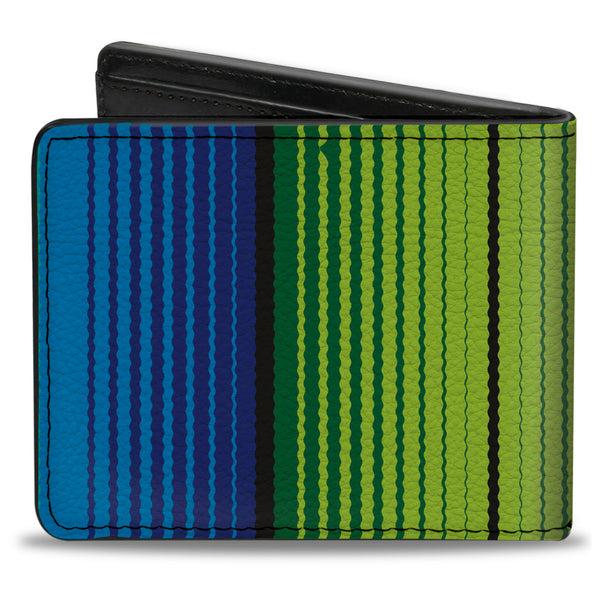 Buckle-Down Bi-Fold Wallet - Zarape7 Vertical Pinks Blues Greens Black