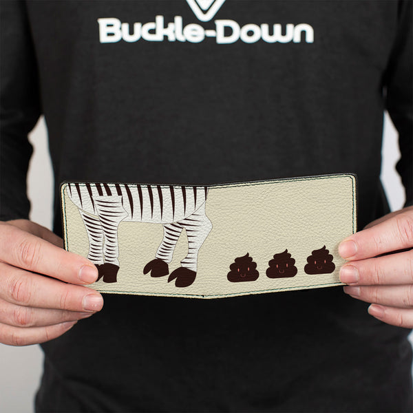 Buckle-Down Bi-Fold Wallet - Zebra Poops Off-White Black