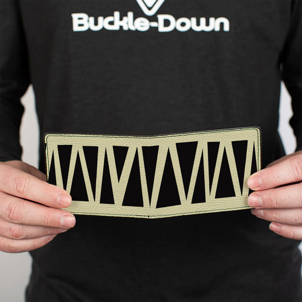 Buckle-Down Bi-Fold Wallet - Zig Zag Doodle Cream Black