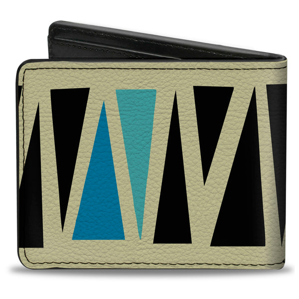 Buckle-Down Bi-Fold Wallet - Zig Zag Doodle Cream Black Blues
