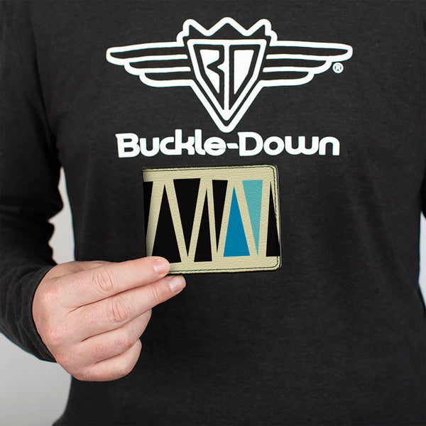 Buckle-Down Bi-Fold Wallet - Zig Zag Doodle Cream Black Blues