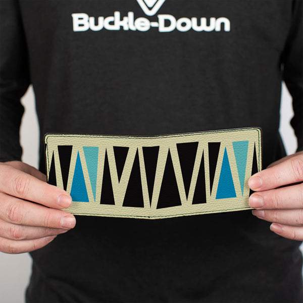 Buckle-Down Bi-Fold Wallet - Zig Zag Doodle Cream Black Blues