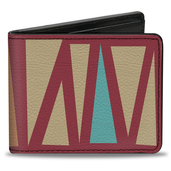 Buckle-Down Bi-Fold Wallet - Zig Zag Doodle Red Tan Blues Orange