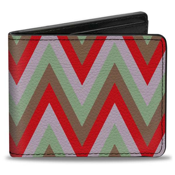 Buckle-Down Bi-Fold Wallet - Zig Zag White Tan Gray Red