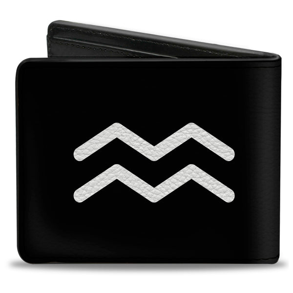 Buckle-Down Bi-Fold Wallet - Zodiac AQUARIUS Symbol Black White