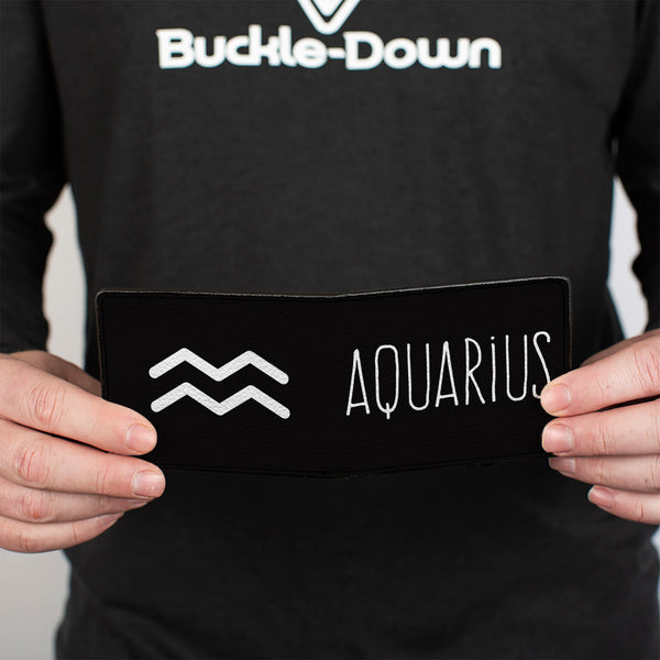 Buckle-Down Bi-Fold Wallet - Zodiac AQUARIUS Symbol Black White