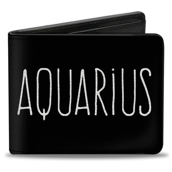 Buckle-Down Bi-Fold Wallet - Zodiac AQUARIUS Symbol Black White